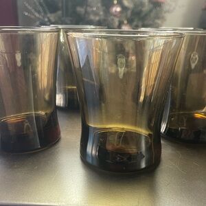 Vintage Anchor Hocking Linden Mocha Rocks Glasses set of 5 Elegant Barware